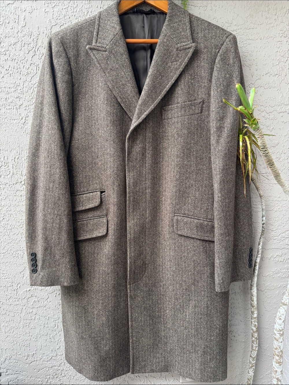 NWT Cardinal Of Canada brown herringbone wool tweed topcoat 42R